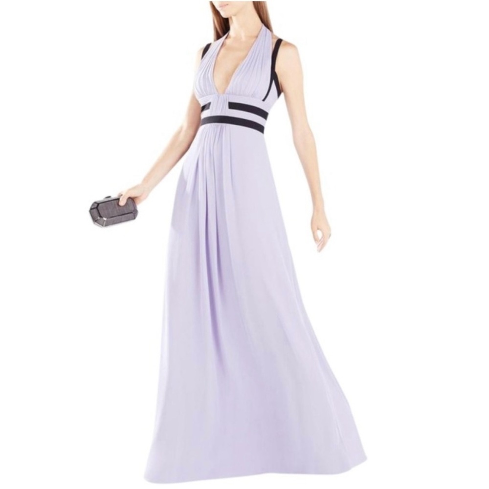 BCBGMaxAzria lilac & black margarette evening gown / maxi dress